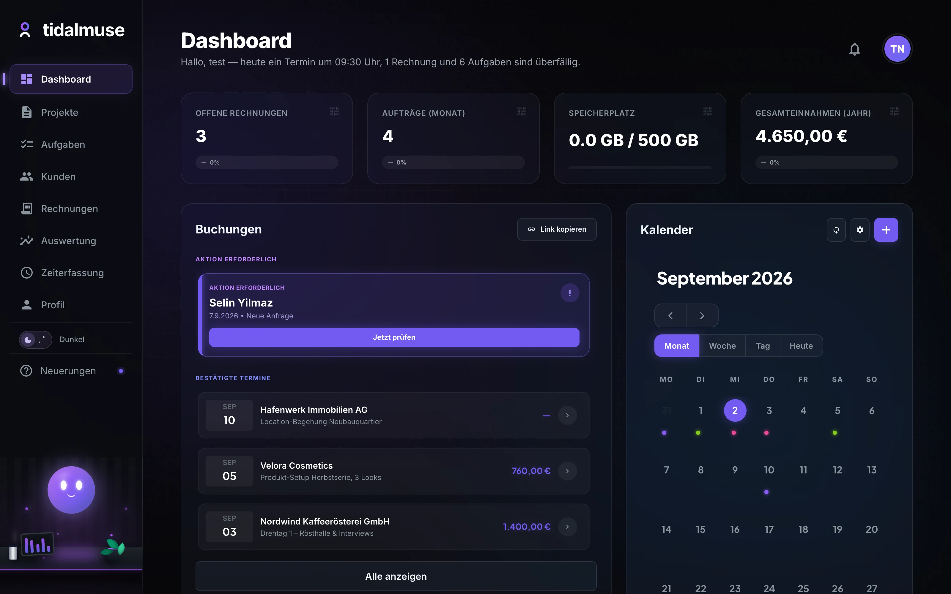 Dashboard Ansicht